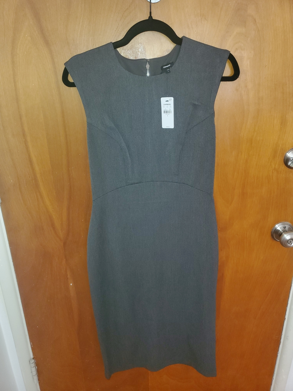 Express Charcoal Gray Sleeveless Midi Sheath Dress